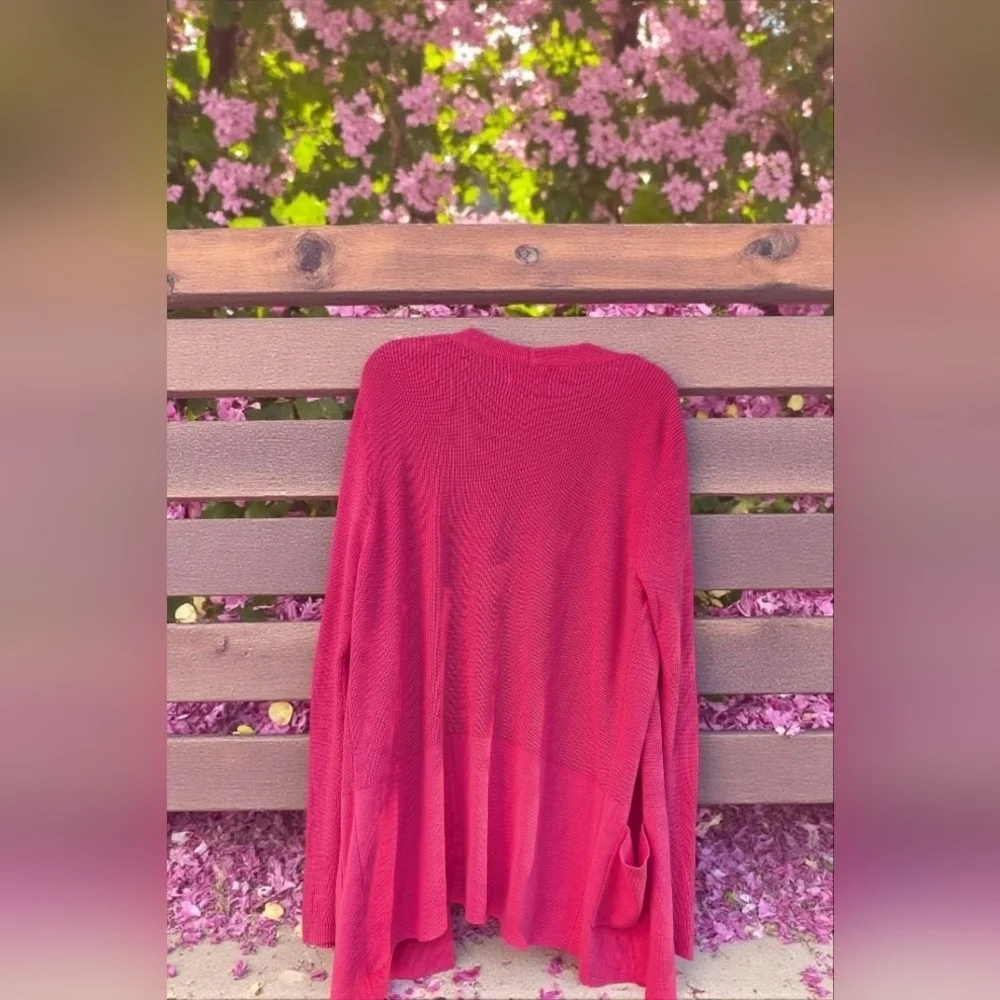 Croft & Barrow Classic Ribbed Open-Front CardiganColor: Canyon Pink, Size: L EUC